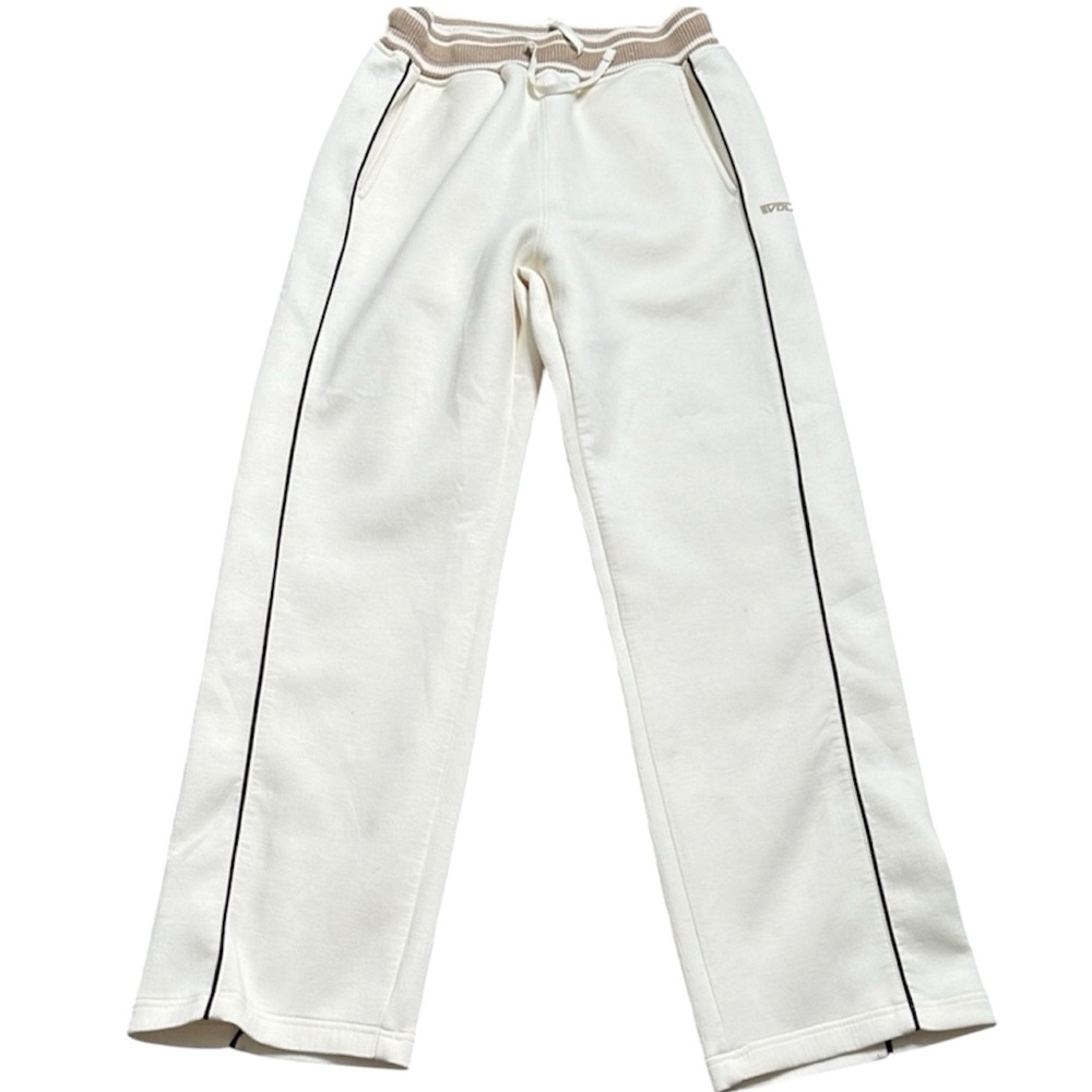 VOLANTE ivory Track Pants with Black brown Trim size 1- small